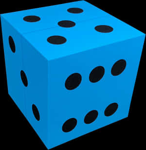 Blue Six Sided Dice Black Dots PNG image with transparent background