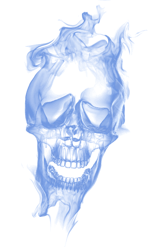 Blue Smoke Skull Art PNG image with transparent background