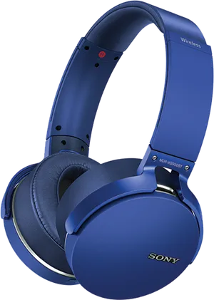 Blue Sony Wireless Headphones PNG Image