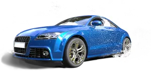 Blue Sports Car Water Splash Car Wash PNG Image