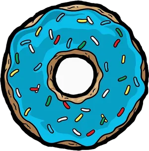 Blue Sprinkled Donut Illustration PNG Image