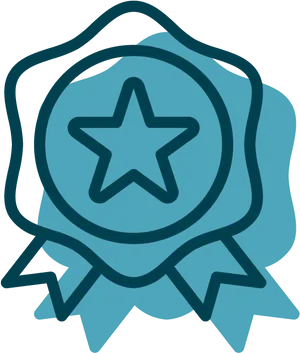 Blue Star Achievement Badge PNG Image