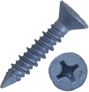 Blue Steel Phillips Head Screw PNG Image