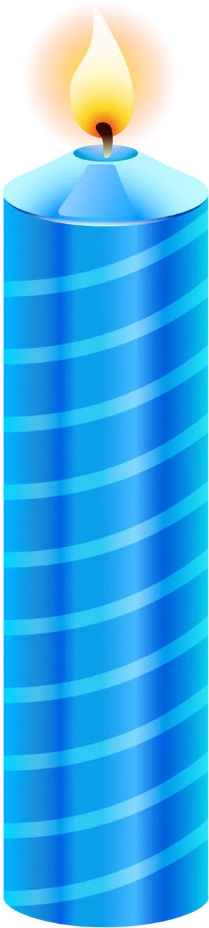 Blue Striped Birthday Candle PNG Image