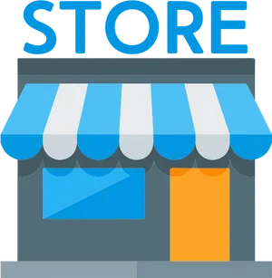 Blue Striped Storefront Icon PNG Image