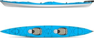 Blue Tandem Kayak Top View PNG image with transparent background