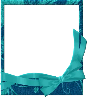 Blue Textured Framewith Ribbon PNG Image