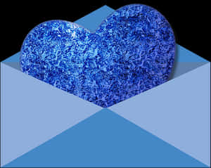Blue Textured Heart Emerging From Envelope PNG image with transparent background