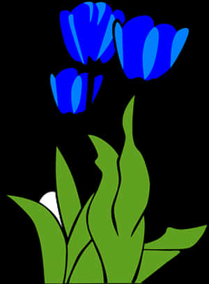 Blue Tulips Vector Art PNG image with transparent background