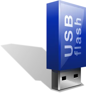 Blue U S B Flash Drive3 D Render PNG Image