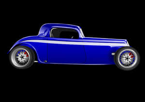 Blue Vintage Hotrod Illustration PNG image with transparent background