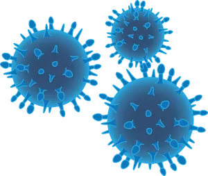 Blue Virus Particles Illustration PNG Image