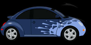 Blue Volkswagen Beetle Cartoon PNG image with transparent background