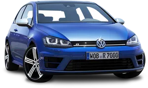 Blue Volkswagen Golf R Front View PNG Image