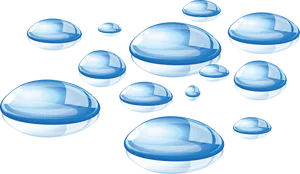 Blue Water Drops Illustration PNG Image