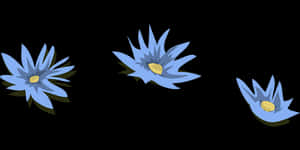 Blue Water Lilies Illustration PNG image with transparent background