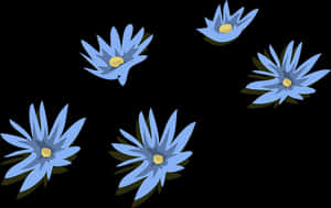 Blue Water Lilies Illustration PNG image with transparent background