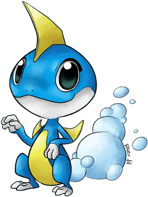 Blue Water Pokemon With Bubbles PNG Image