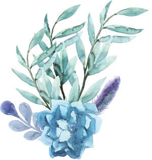 Blue Watercolor Flower Artwork PNG Image