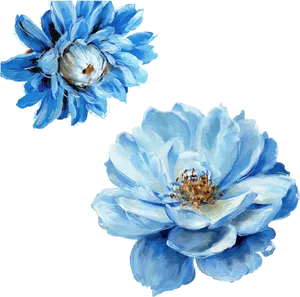 Blue Watercolor Flowers Artwork PNG Image