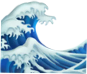 Blue Wave Emoji Art PNG Image