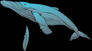 Blue Whale Illustration PNG with transparent background