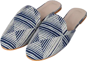 Blue White Geometric Pattern Women Slippers PNG Image