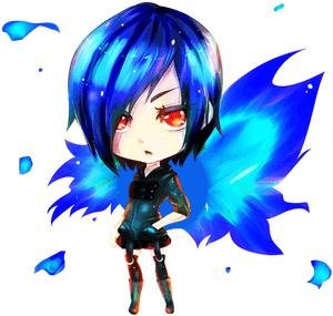 Blue Winged Anime Character PNG image with transparent background