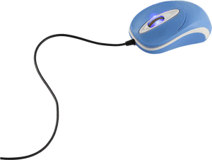 Blue Wired Optical Mouse PNG