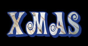 Blue X M A S Text Design PNG image with transparent background