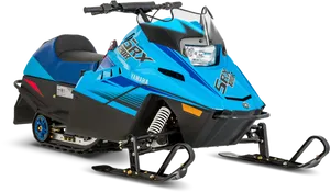 Blue Yamaha Snowmobile Profile View PNG Image