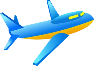 Blue Yellow Cartoon Airplane PNG Image