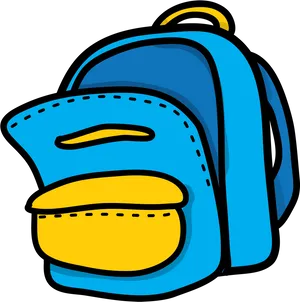 Blue Yellow Cartoon Backpack PNG Image