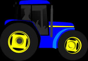 Blue Yellow Stylized Tractor PNG image with transparent background
