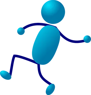 Blue3 D Stick Figure Running PNG Image