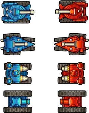 Blueand Red Tanks Top View PNG Image