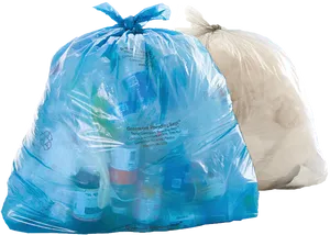 Blueand White Plastic Recycling Bags PNG Image