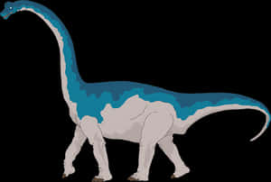 Blueand White Sauropod Dinosaur Illustration PNG with transparent background