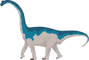 Blueand White Sauropod Dinosaur Illustration PNG Image