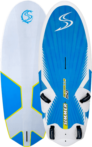 Blueand White Windsurfing Board Simmer Style PNG