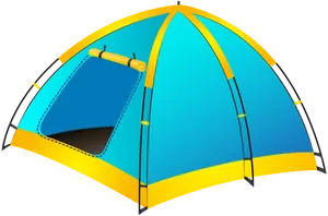 Blueand Yellow Camping Tent PNG Image