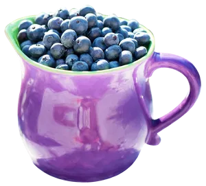 Blueberriesin Purple Cup PNG Image