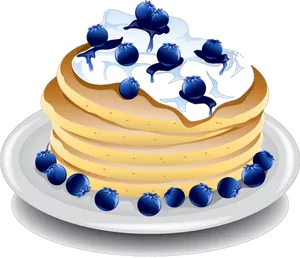 Blueberry Pancakes Illustration PNG Image