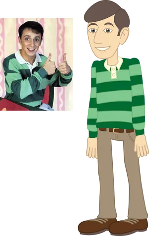 Blues Clues Steveand Cartoon Counterpart PNG Image