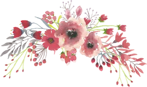 Blush Floral Watercolor Arrangement PNG Image