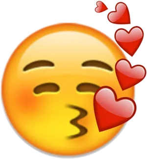 Blushing Emojiwith Hearts PNG Image