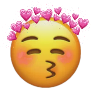 Blushing Emojiwith Hearts PNG Image