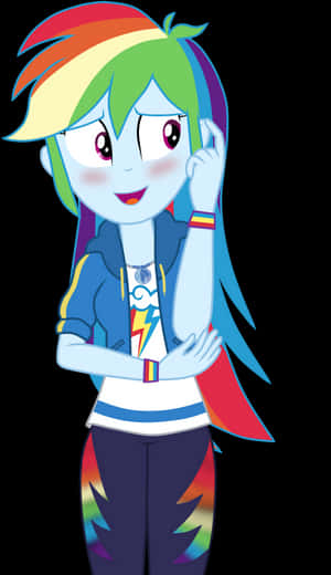 Cute Girl Blushing - Human Cute Rainbow Dash, HD Png Download PNG