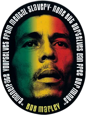 Bob Marley Mental Slavery Quote PNG Image