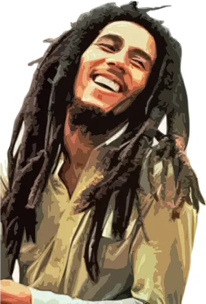 Bob Marley Smiling Portrait PNG Image